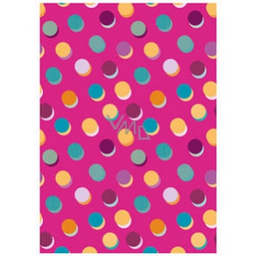 Ditipo Geschenkpapier 70 x 200 cm Rosa, farbige Kreise
