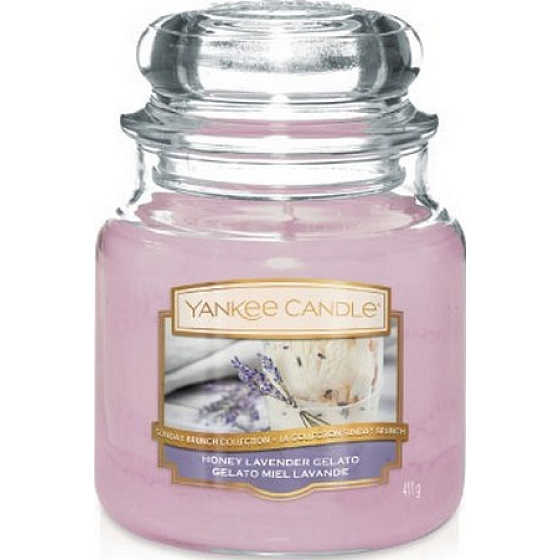 Yankee Candle Honey Lavender Gelato - Lavendeleis mit Honigduftkerze Classic Medium Glass 411 g