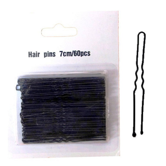 Abella Haarnadel schwarz 7 cm 60 Stück