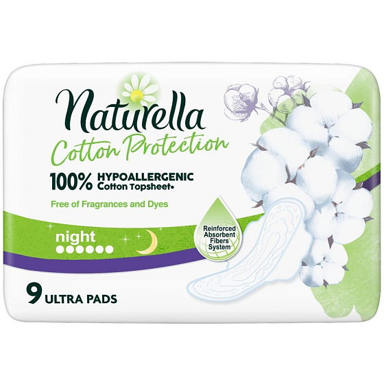 Naturella Cotton Protection Ultra Night Damenbinden mit Flügeln 9 Stück