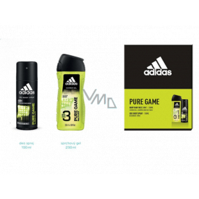 Adidas Pure Game Deodorant Spray für Herren 150 ml + 3 in 1 Duschgel für Körper, Gesicht und Haare 250 ml, Kosmetikset