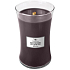 WoodWick Black Plum Cognac Duftkerze mit Holzdocht und Deckel Glas groß 609 g