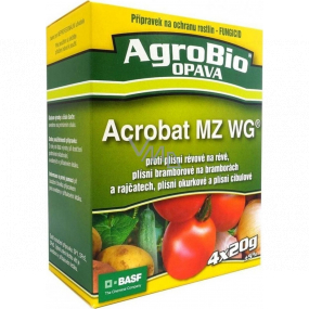 AgroBio Acrobat MZ WG Fungizid gegen Trauben-, Kartoffel-, Tomaten-, Gurken- und Zwiebelschimmel 4 x 20 g
