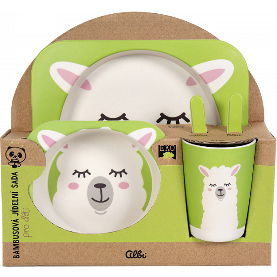 Albi Bambus Ess-Set für Kinder Lama 5-teiliges Set