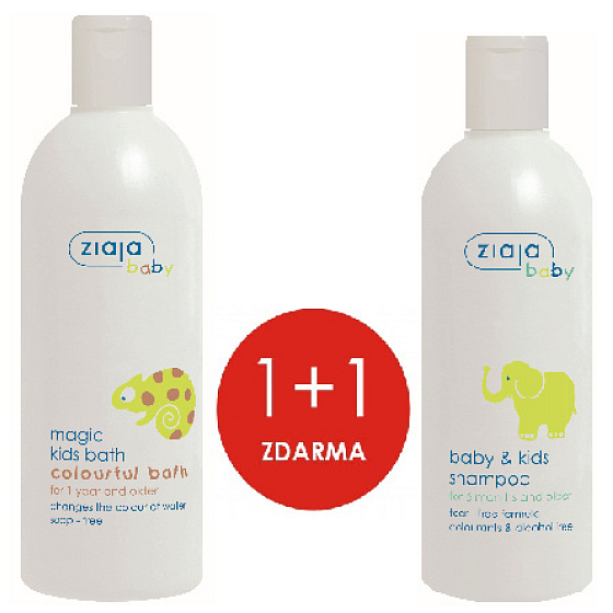 Ziaja Baby Colourful Bath magischer Badeschaum 400 ml + sanftes Haarshampoo 270 ml, Duopack