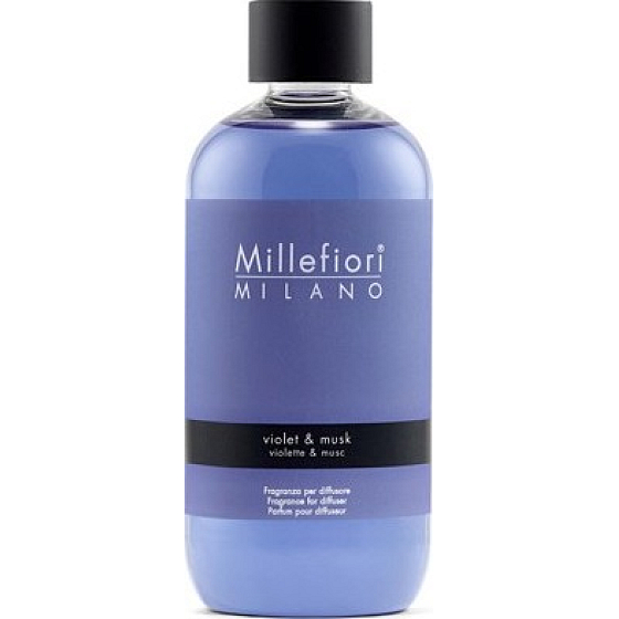 Millefiori Milano Natural Violet & Moschus - Nachfüllung von Veilchen- und Moschusdiffusor für Räucherstäbchen 250 ml