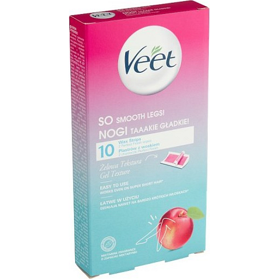 Veet Enthaarungswachsstreifen mit Gel-Textur und dem Duft von Nektarine 10 Stück