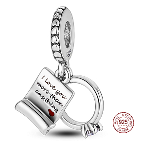 Charms Sterling Silber 925 Verlobungsring und Ehegelübde, Ich liebe dich mehr als alles andere 2in1, Liebesarmband-Anhänger