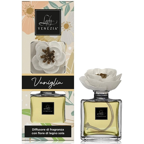 Lady Venezia Dream Vaniglia - Vanille-Aroma-Diffusor mit Blume für die allmähliche Freisetzung von Duft 100 ml