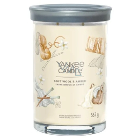 Yankee Candle Soft Wool & Amber - Weiche Wolle und Bernstein duftende Kerze Signature großes Glas 2 Dochte 567 g
