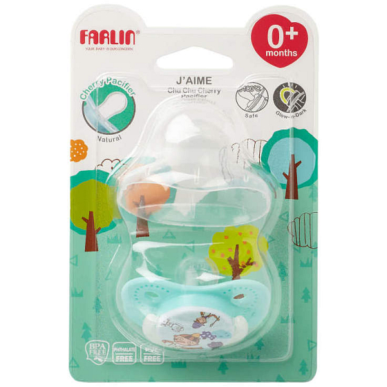 Baby Farlin Chu Chu Cherry Schnuller Silikon Tröster 0+ Monate blau