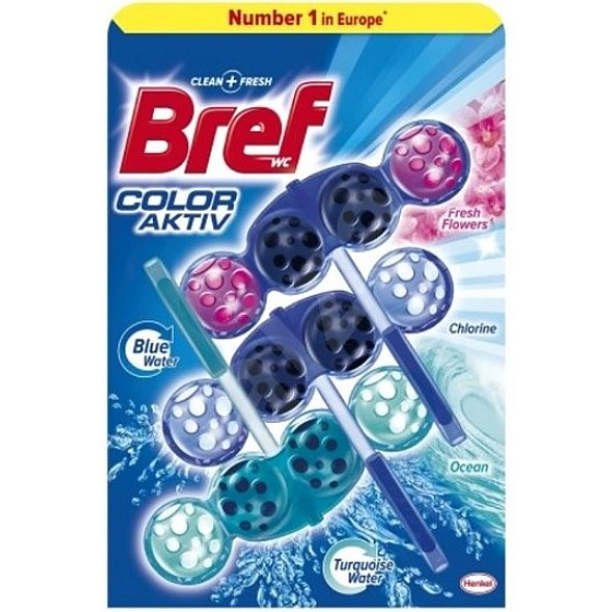 Bref Color Active Chlor, Ocean, Frische Blumen WC-Block 3 x 50 g