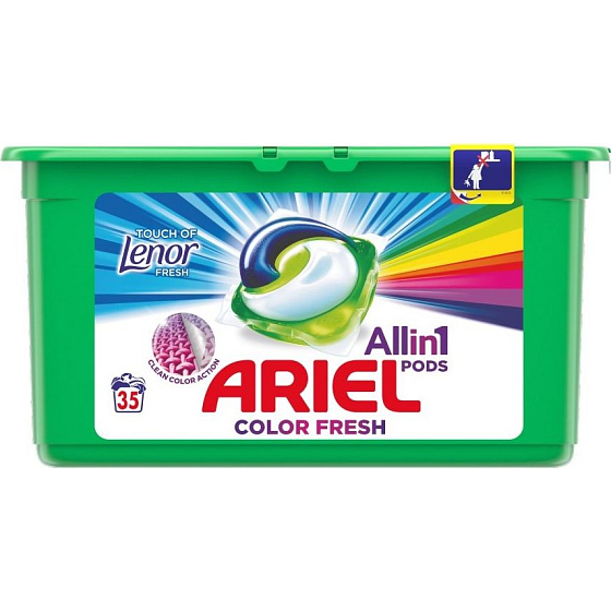 Ariel Fresh Touch von LenorColor 3 in 1 Gelkapseln zum Waschen von Kleidung 35 Stück 945 g
