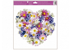 Fensterfolie ohne Kleber Herz aus Blumen Wiesenblumen 30 x 33,5 cm