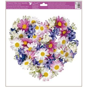 Fensterfolie ohne Kleber Herz aus Blumen Wiesenblumen 30 x 33,5 cm Fensterfolie ohne Kleber Herz aus Blumen Wiesenblumen 30 x 33,5 cm
