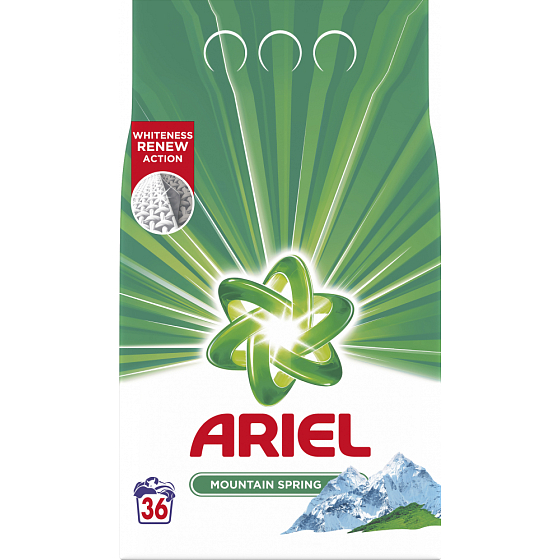 Ariel Mountain Spring Waschpulver für saubere und duftende Wäsche ohne Flecken 36 Dosen 2,7 kg