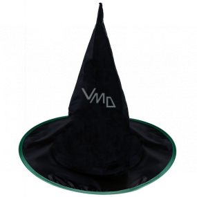 Rappa Halloween Hexenhut schwarz mit grüner Umrandung für Kinder 33 cm