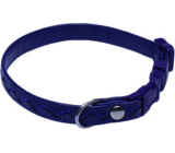 B&F Halsband Kunstleder verstellbar genäht silberne Wellen dunkelblau 1,2 x 20 - 35 cm
