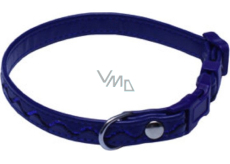 B&F Halsband Kunstleder verstellbar genäht silberne Wellen dunkelblau 1,2 x 20 - 35 cm