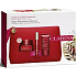 Clarins Super Restorative Tagescreme für alle Hauttypen 50 ml + Nachtcreme für alle Hauttypen 50 ml + Aktivserum zur Glättung der Gesichtskonturen 10 ml + Kosmetiktasche, Kosmetikset für Frauen