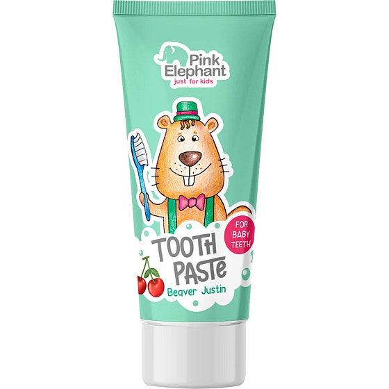 Pink Elephant Beaver Justin mit Kirschgeschmack Zahnpasta für Kinder 50 ml