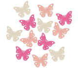 Holz Schmetterlinge beige-orange-rosa 4 cm 12 Stück