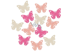 Holz Schmetterlinge beige-orange-rosa 4 cm 12 Stück