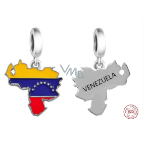 Charm Sterlingsilber 925 Venezuela Flagge - schwingende Karte, Anhänger für Armband Reisen Charm Sterlingsilber 925 Venezuela Flagge - schwingende Karte, Anhänger für Armband Reisen