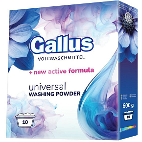 Gallus Waschpulver Universal, 10 Waschladungen, 600 g Gallus Waschpulver Universal, 10 Waschladungen, 600 g