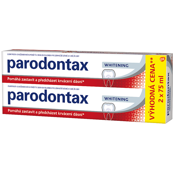 Parodontax Whitening Zahnpasta gegen blutendes Zahnfleisch mit Bleaching-Effekt 2 x 75 ml, Duopack