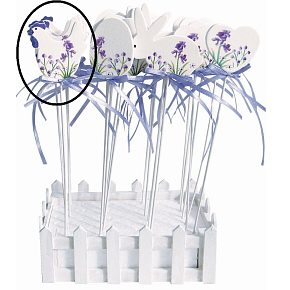 Holzhenne mit Lavendeldekoraussparung ca. 5 cm + Spieße