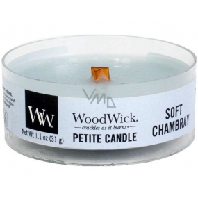WoodWick Soft Chambray - Saubere Duftkerze aus Leinen mit kleinem Docht aus Holz 31 g