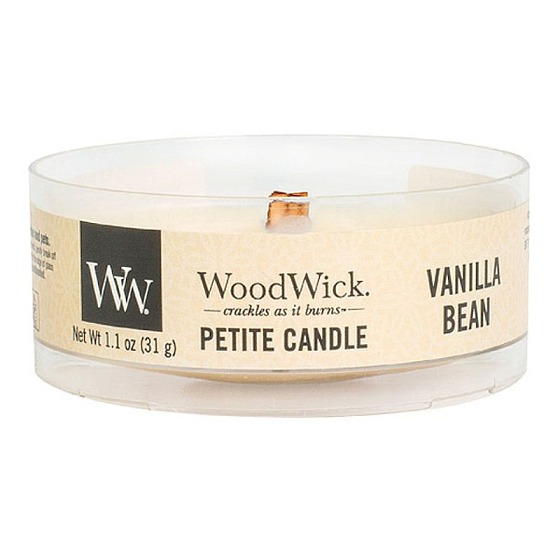 WoodWick Vanilla Bean - Vanilleschote-Duftkerze mit zierlichem Holzdocht 31 g