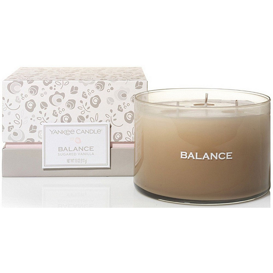 Yankee Candle Balance Gezuckerte Vanille - Kerzenglas mit Zucker-Vanille-Duft 3 Dochte 510 g
