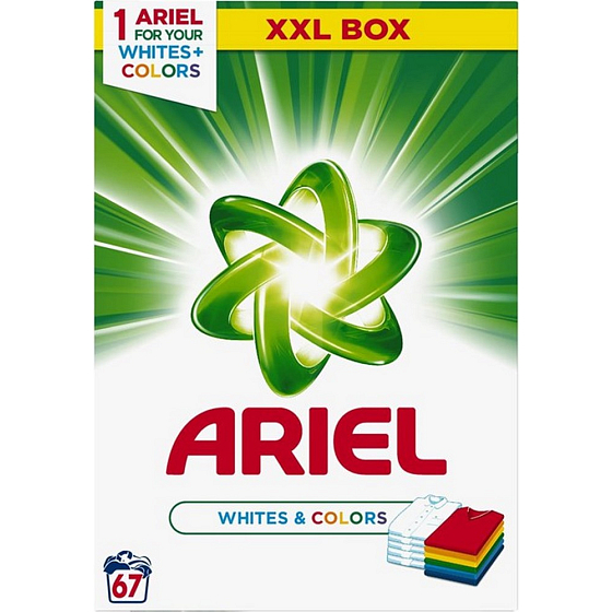 Ariel Whites + Colors Waschpulver für farbige und weiße Leinenboxen 67 Dosen von 5.025 kg