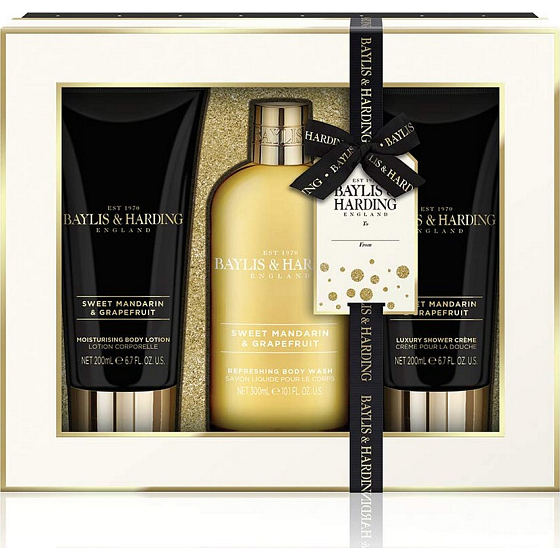 Baylis & Harding Sweet Tangerine und Grapefruit Reinigungsgel 300 ml + Duschcreme 200 ml + Körperlotion 200 ml, Kosmetikset