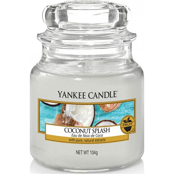 Yankee Candle Coconut Splash - Duftkerze mit Kokosnuss-Erfrischung Klassisches kleines Glas 104 g
