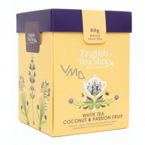 English Tea Shop Bio Weißer Tee Kokos- und Passionsfrucht lose 80 g + Holzmessbecher mit Schnalle