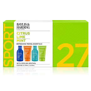 Baylis & Harding Limette und Minze Gesichtswasser 100 ml + Haarwäsche und Shampoo 100 ml + Duschgel 50 ml + After Shave Balsam 50 ml, Kosmetikset für Männer