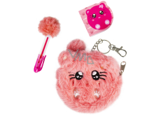 Albi 3in1 Flauschige Tasche mit Stift und Notizblock Rosa Katze