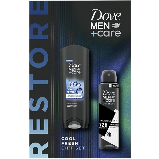 Dove Men Cool Fresh Duschgel 250 ml + Invisible Dry Antitranspirant Spray 150 ml, Kosmetikset für Männer