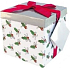 Engel Geschenkbox Faltbar mit Weihnachtsband weiß mit roter Schleife 13 x 13 x 13 cm 1 Stück