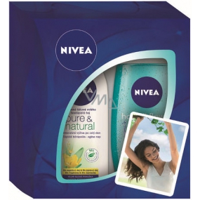Nivea Pure Nourishing Body Lotion 250 ml + Hawaiian Flower & Oil Duschgel 250 ml, für Frauen Kosmetikset