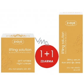 Ziaja Lifting Solution Nacht Anti-Falten-Creme 50 ml + Serum um die Lippen und Augen 30 ml, Duopack