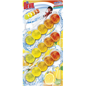 Dr. Devil WC Bicolor 5ball lemon fresh hängender WC-Block, 3× 35 g