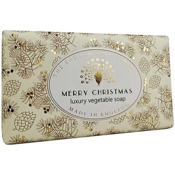 Englische Seife Vintage Frohe Weihnachten natürliche parfümierte Toilettenseife mit Sheabutter 190 g