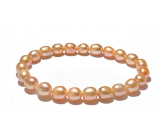 Perlenarmband rosa elastischer Naturstein, 7 - 8 mm / 16 - 17 cm, Symbol der Weiblichkeit, bringt Bewunderung