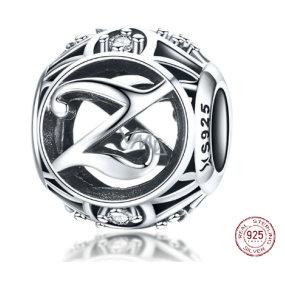 Sterling Silber 925 Magic Alphabet Buchstabe Z + kubischer Zirkon, Perle für Armband Sterling Silber 925 Magic Alphabet Buchstabe Z + kubischer Zirkon, Perle für Armband