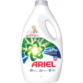 Ariel Mountain Spring Flüssigwaschgel für saubere und duftende, fleckenfreie Wäsche 48 Dosen 2,4 l