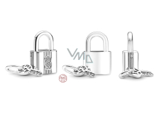 Charms Sterling Silber 925 Vorhängeschloss und Schlüssel 2in1, Liebesarmband Anhänger